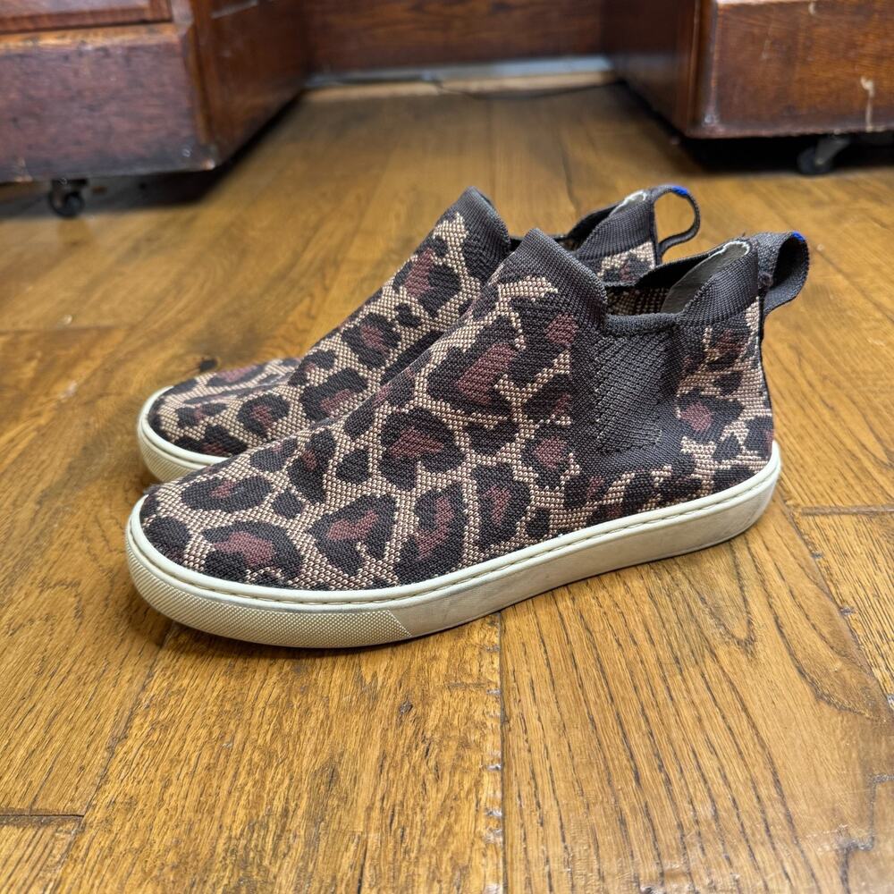 Rothys Chelsea Wildcat Leopard Bootie High Top Sneaker Womens 7 Slip On Knit - Picture 3 of 6